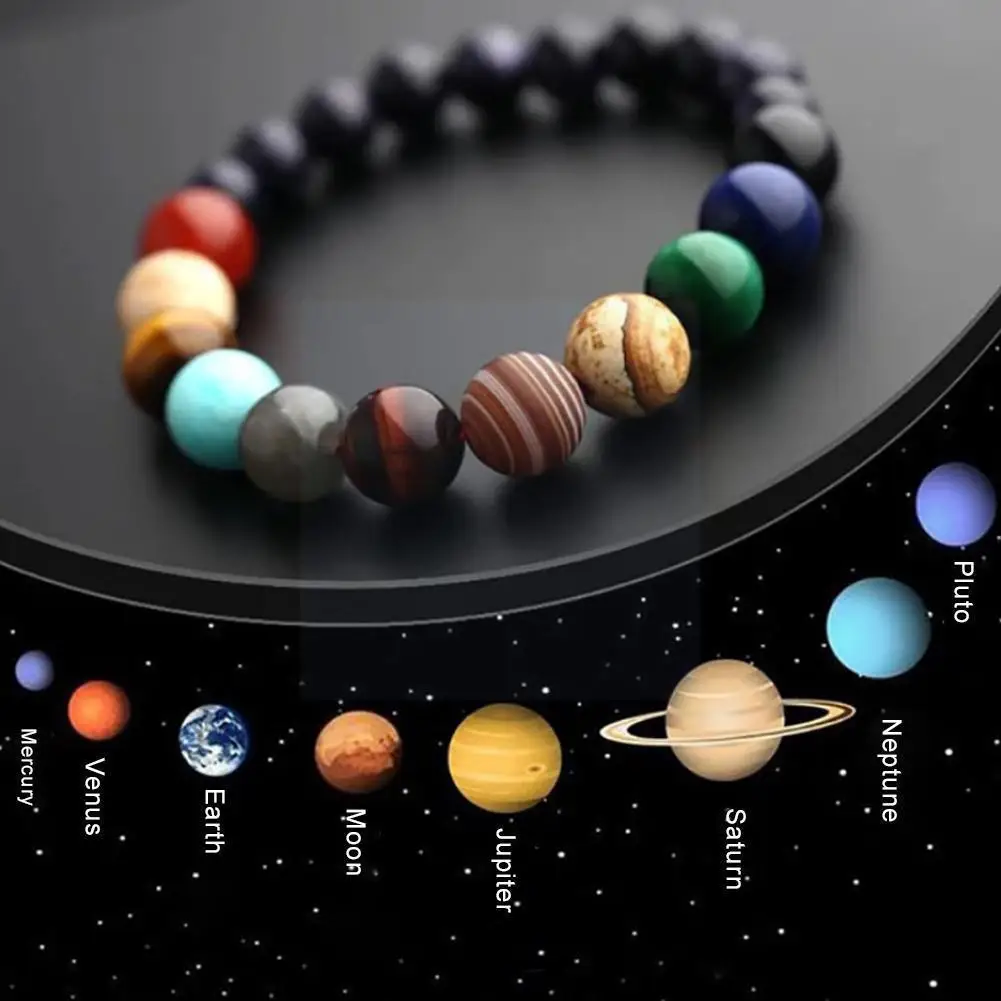

2020 Eight Planets Bead Bracelet Men Natural Stone Drop Jewelry Men Shipping Universe Solar Yoga Bracelet Chakra System U3f5