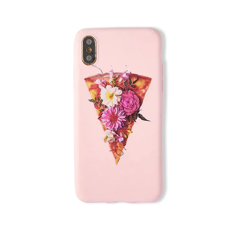 Розовый чехол для iPhone с изображением пиццы подходит Apple X /Xs/11/11Max/11Pro мягкий из ТПУ