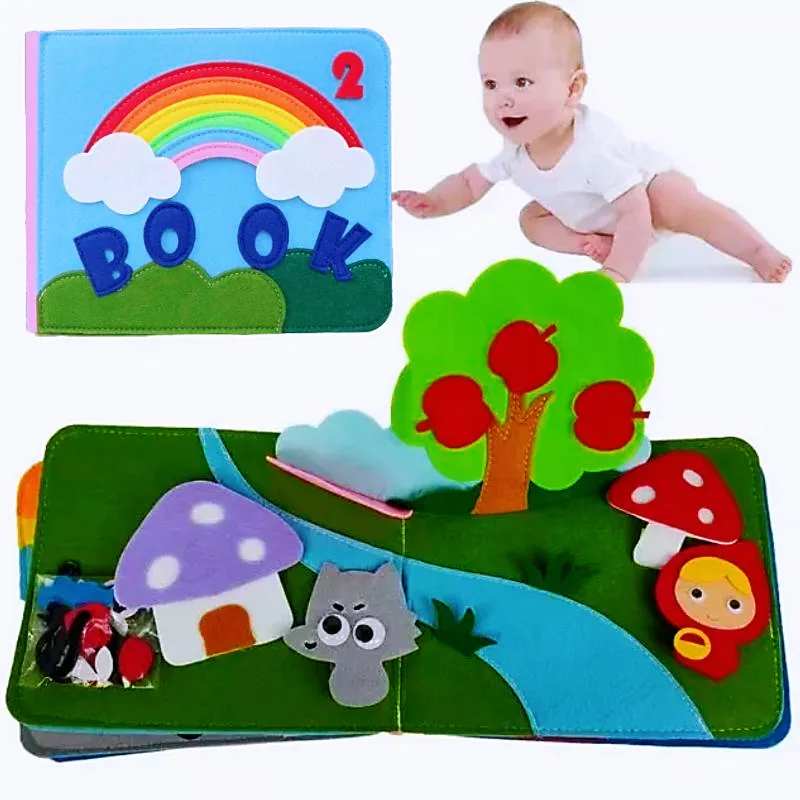 

Baby Montessori Toys Busy Board Toddlers Story Cloth Book Early Learning Education Habits Knowledge Developing Toys For Kids