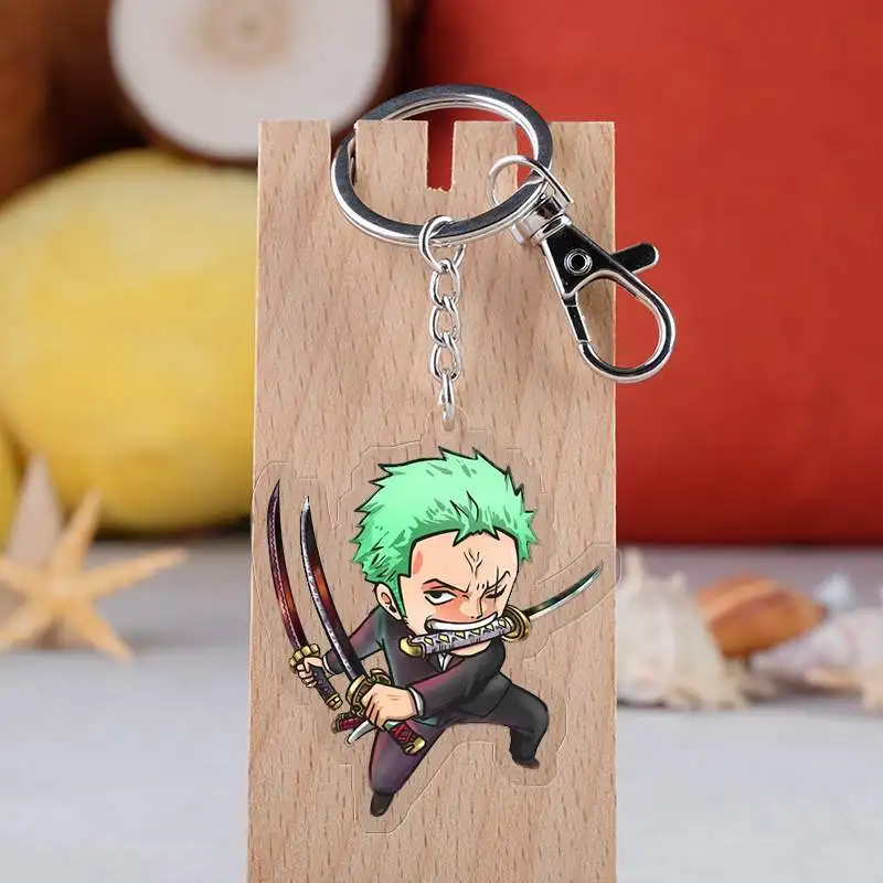 

Anime One Piece Clip Face Key Chain Luffy Key Ring Nami Car Pendant Acrylic Transparent Key Chains Bag Ornament