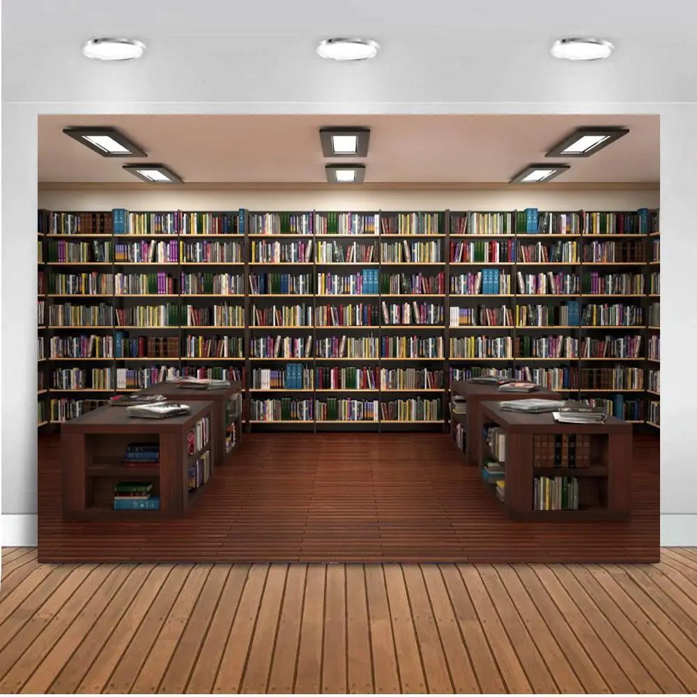 

Фоны для фотосъемки с изображением библиотеки интерьера книжной полки КНИГ