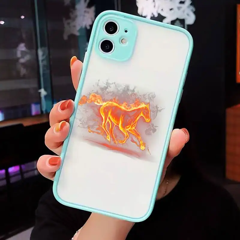 

horse Phone Cases Matte Transparent for iPhone 7 8 11 12 s mini pro X XS XR MAX Plus cover funda