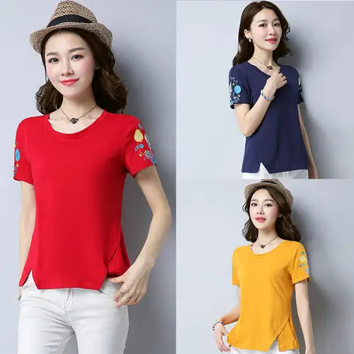 

2020 Women blue Short purpel Sleeve Shirt Top Garment