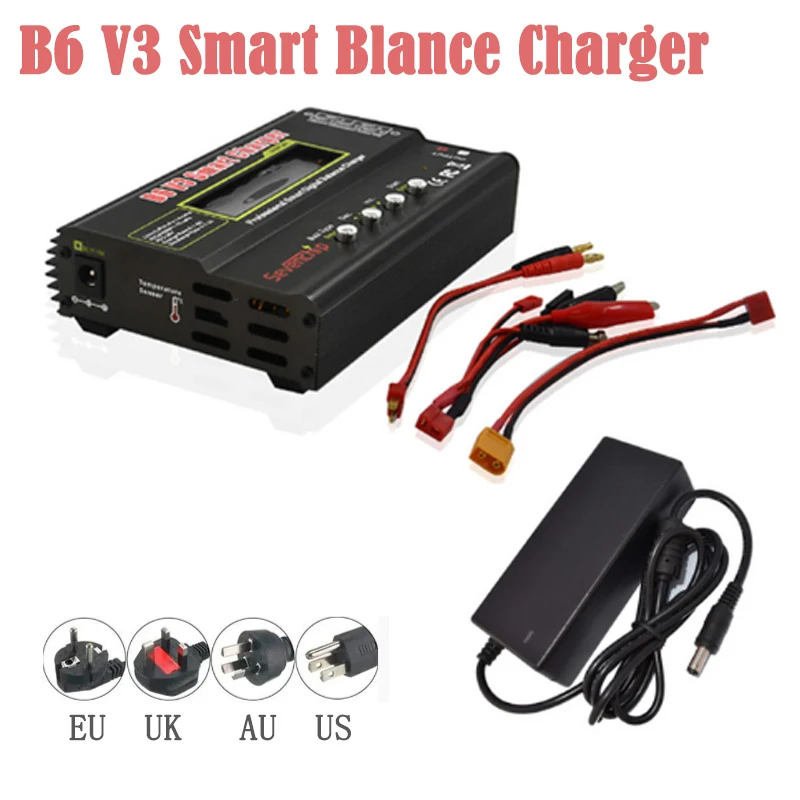 80W imax B6 V3 Smart Digital Balance Charger with 15V 6A adapte For RC Helicopter NiMH NiCD LiHV NiCd PB Li-ion Battery Charger