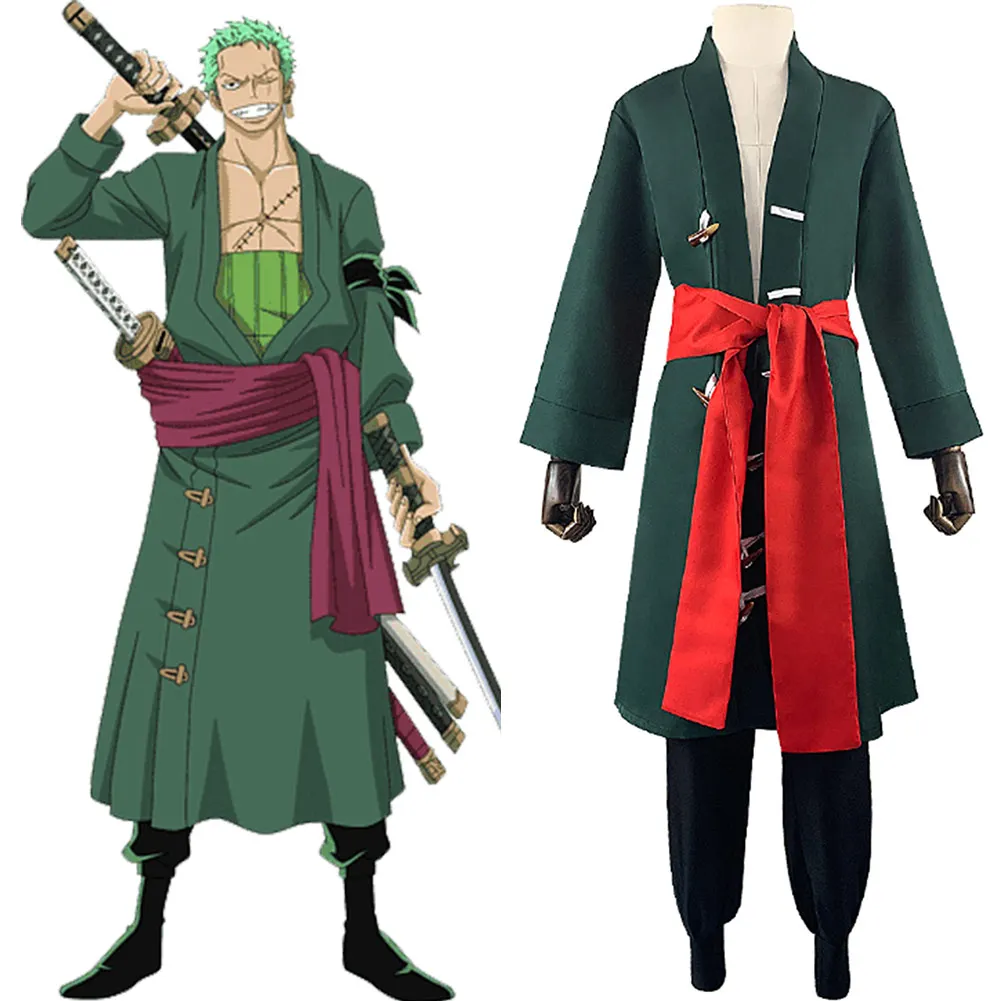 

Anime One Piece Roronoa Zoro Cosplay Costume Kimono Uniform Pants Outfits Halloween Carnival Suitt