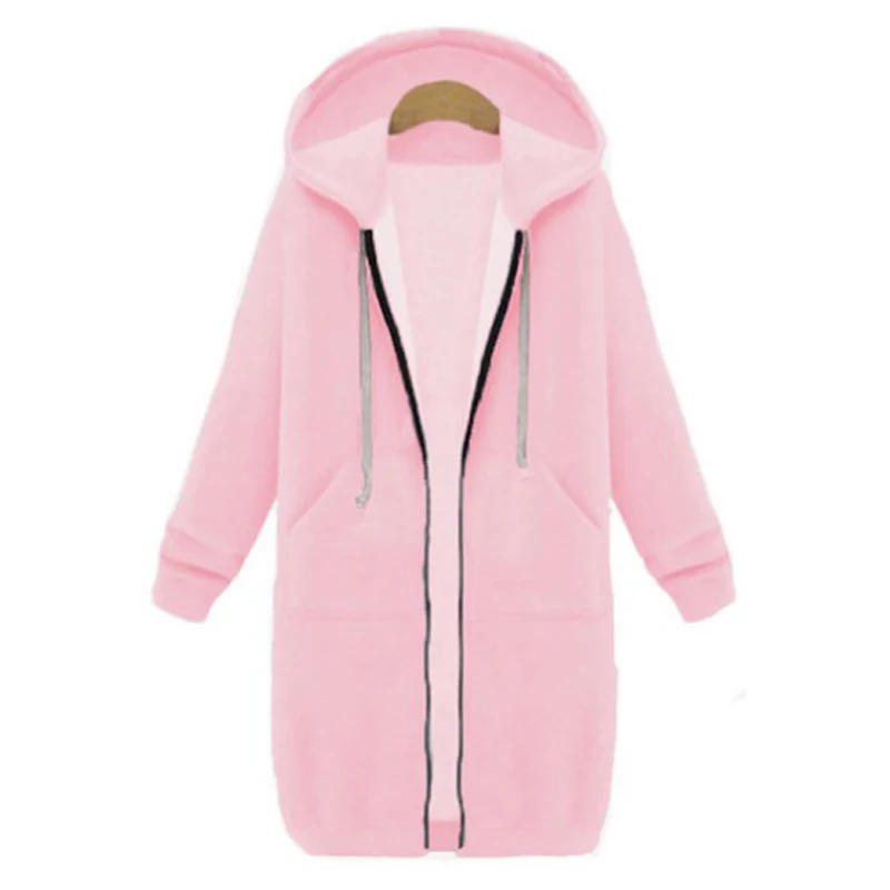 Pig Pink Wisalo Осень Зима повседневные женские длинные толстовки Толстовка пальто на молнии Верхняя одежда куртка с капюшоном размера плюс бархатная Верхняя одежда Топы - Цвет: Pig Pink