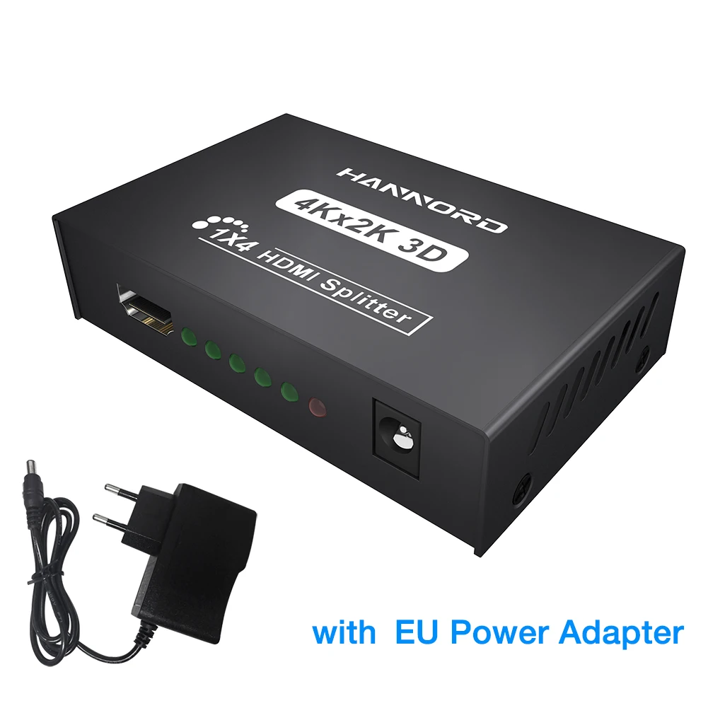 Hannord HDMI разветвитель 4K Full Ultra HD 1080P видео HDMI коммутатор 1x4 адаптер HDMI коммутатор для HD tv DVD PS3 Xbox tv коробка - Цвет: EU Power Adapter
