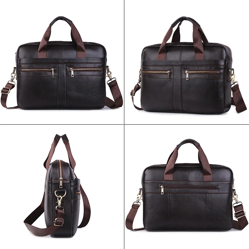 Портфель мужской из натуральной воловьей кожи саквояж кросс боди для ноутбука 14