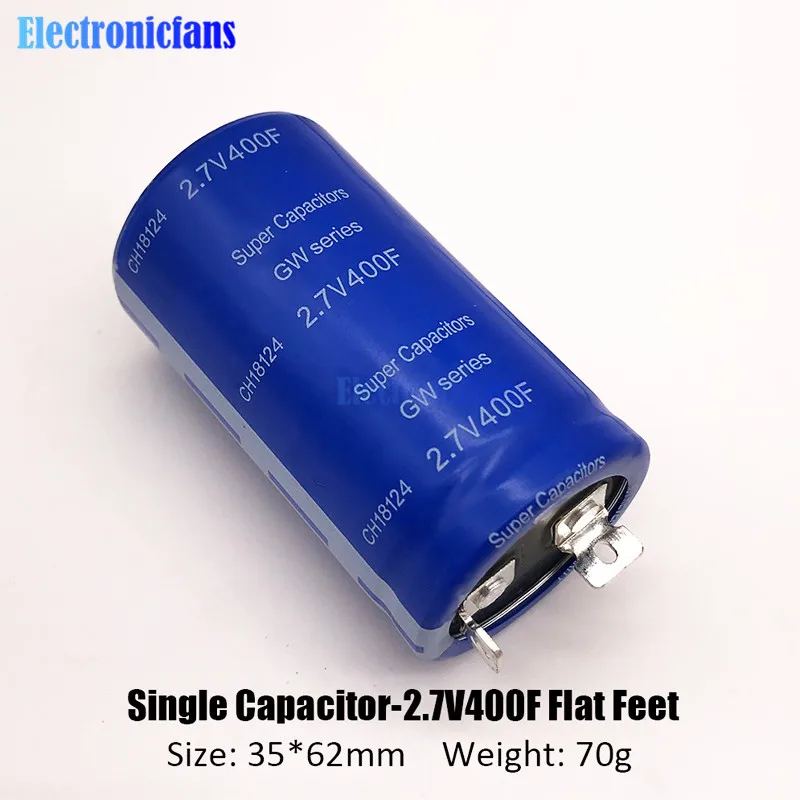2 7 V 400F 35*62 мм супер фарад конденсатор одиночный 2.7v400f флаг ноги высокая частота