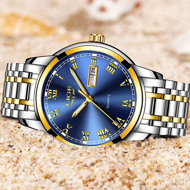 Часы мужские кварцевые стальные водонепроницаемые с коробкой 2021 | Наручные часы