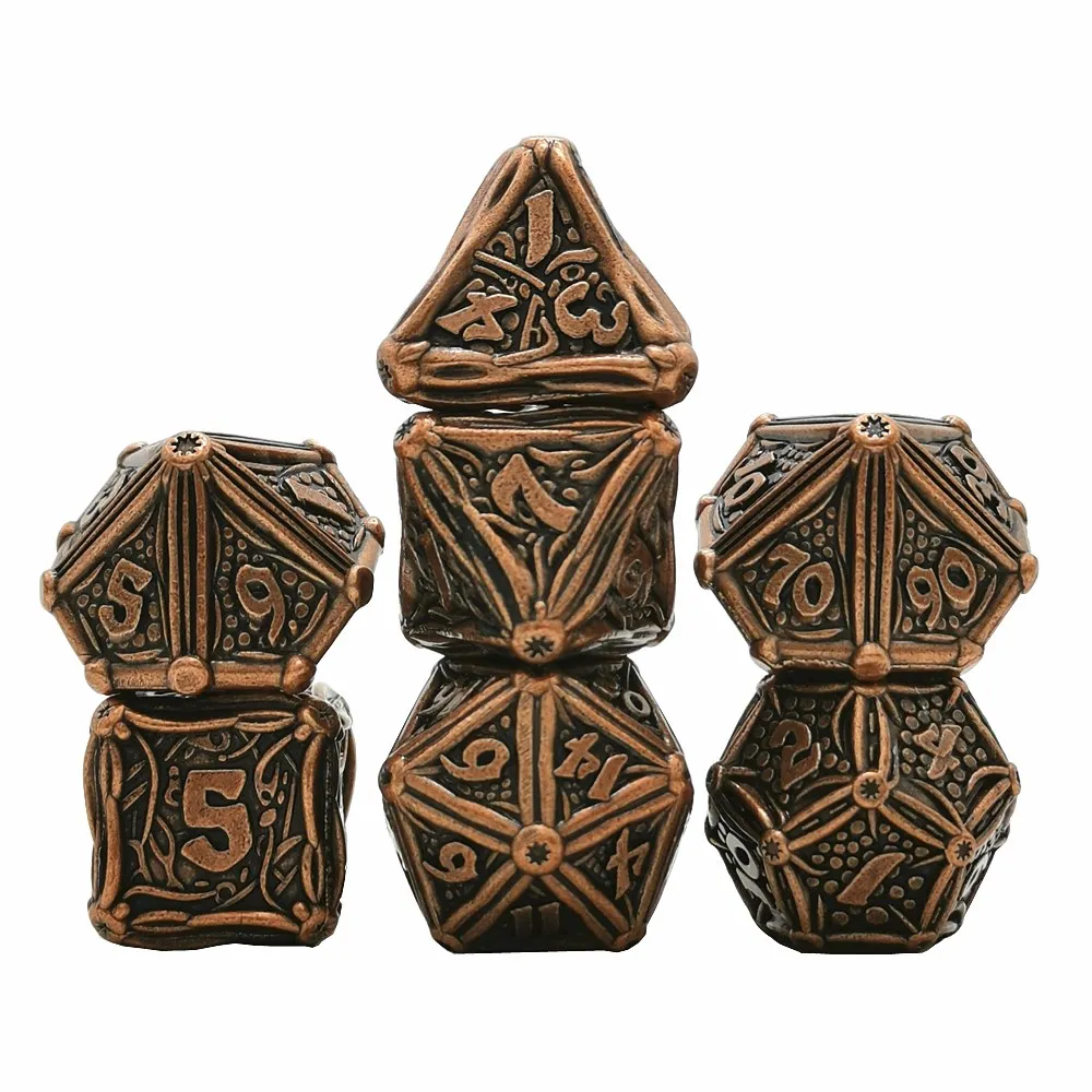 New Metal DND Dice Set Polyhedral RPG Dice Playing Dobbelstenen Dobbel Game Dobbelspel kostki do gry Dadi 7pcs/Set D20 Dados Rol