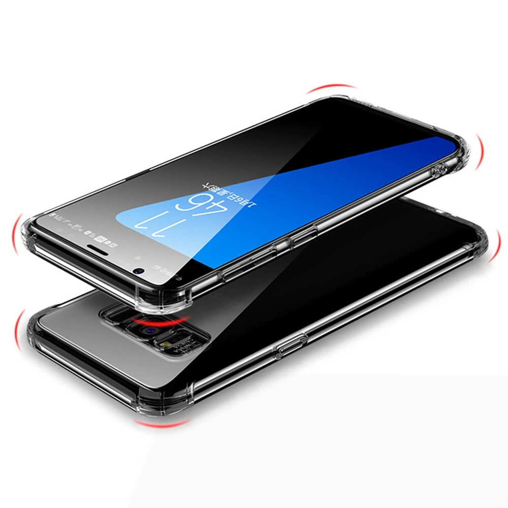 For Samsung Galaxy S8 S9 Plus Airbag Transparent Case Silicone TPU Coque Note 8 9 S10 Lite Phone Bumper Covers | Мобильные телефоны
