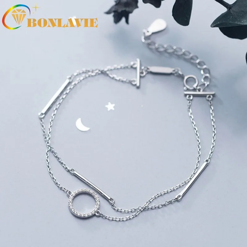 BONLAVIE простой дизайн круглый блестящий геометрический креативный двухслойный