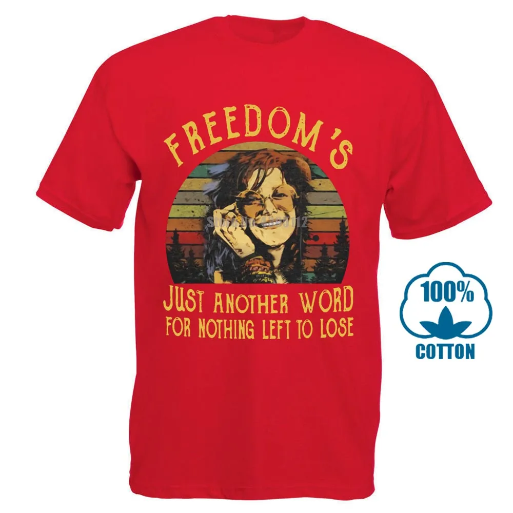 Красный Janis Joplin Me And Bobby Mcgee лирика футболка черный хлопок полный размер - Цвет: Красный