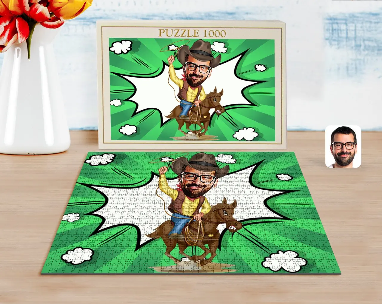 

Personalized Custom Cowboy Caricature of 1000 Piece Professional Puzzle-2