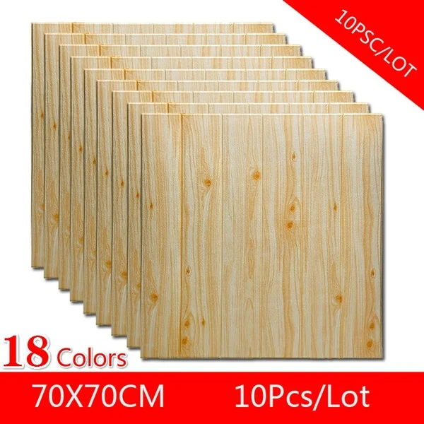 

3D Stereo Wall Stickers Waterproof Moisture Proof Mildew Foam Wallpaper Self-adhesive Decorative Ceiling Wood Grain Stickers