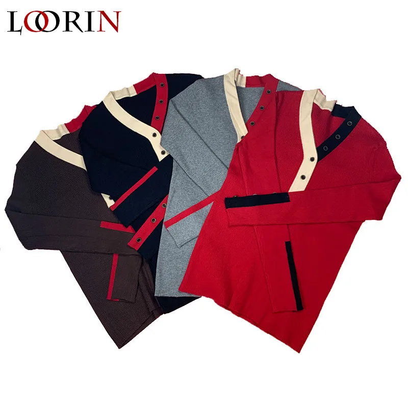 

Lorin Women's turtleneck Autumn Winter Casual Sexy Sweet Fashion Buttons V-Neck Jumper Women's sweater