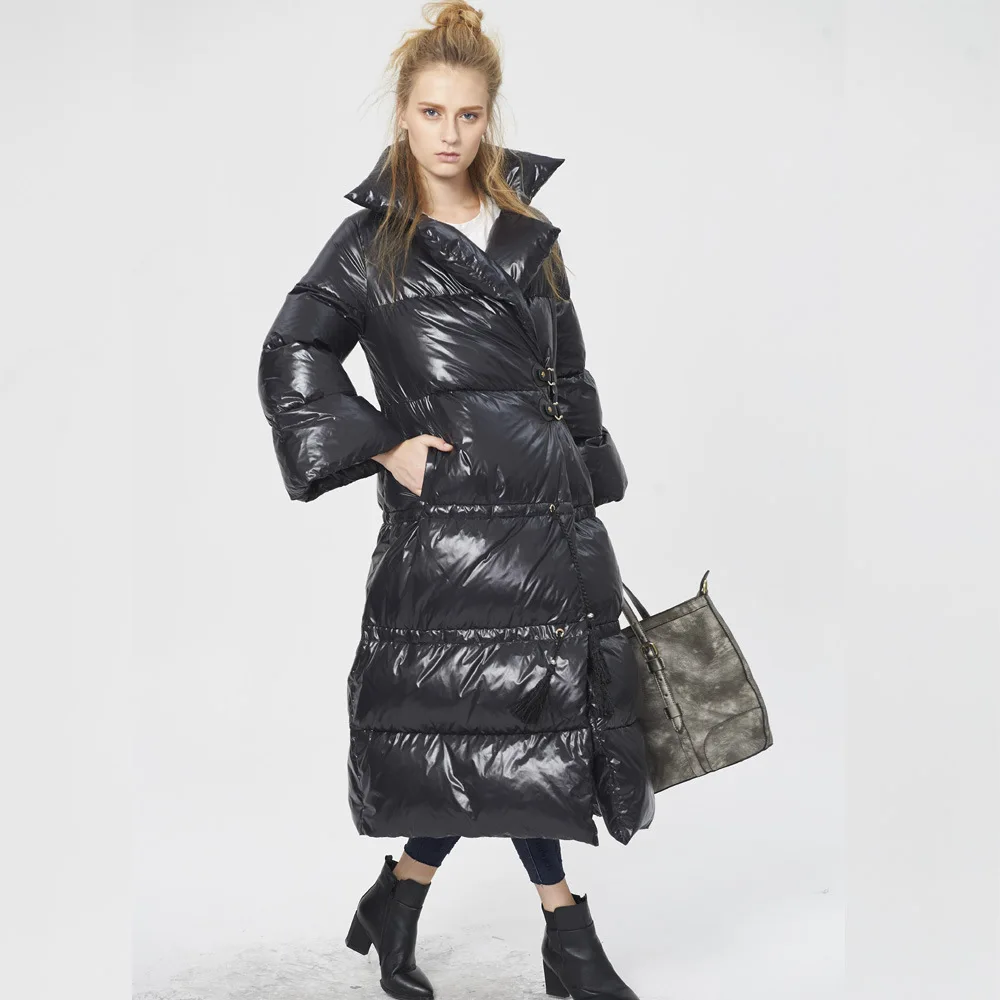 Winter Plus size thicker warm 90% white duck down coat female oversize Speaker sleeve longer warm fashion brand down coat