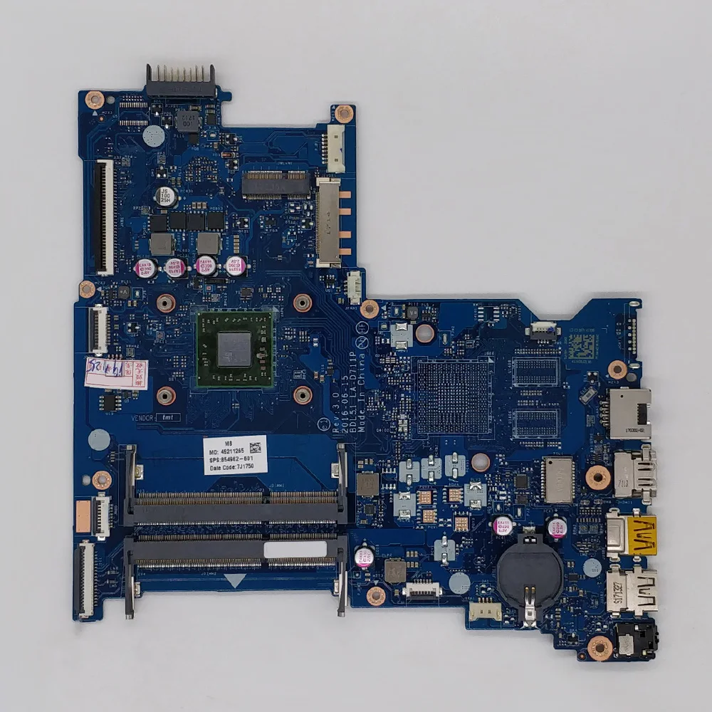 854962-601 854962-001 BDL51 LA-D711P UMA w A8-7410 cpu для hp 15-B серии 15Z-BA000 ноутбук материнская плата протестирована