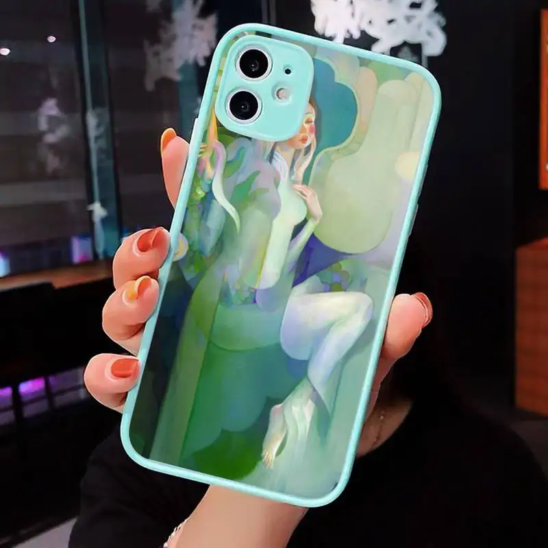 

Elegant character dream illustration Phone Case Matte Transparent for iPhone 7 8 11 12 s mini pro X XS XR MAX Plus cover funda