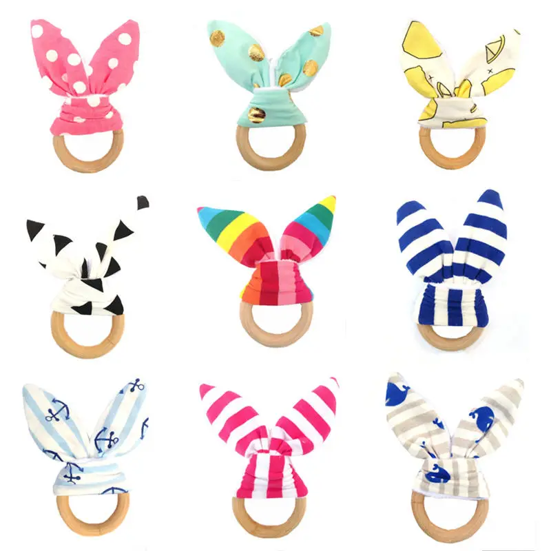 Yuxic кольцо для прорезывания зубов в виде милых зайчиков деревянная детская