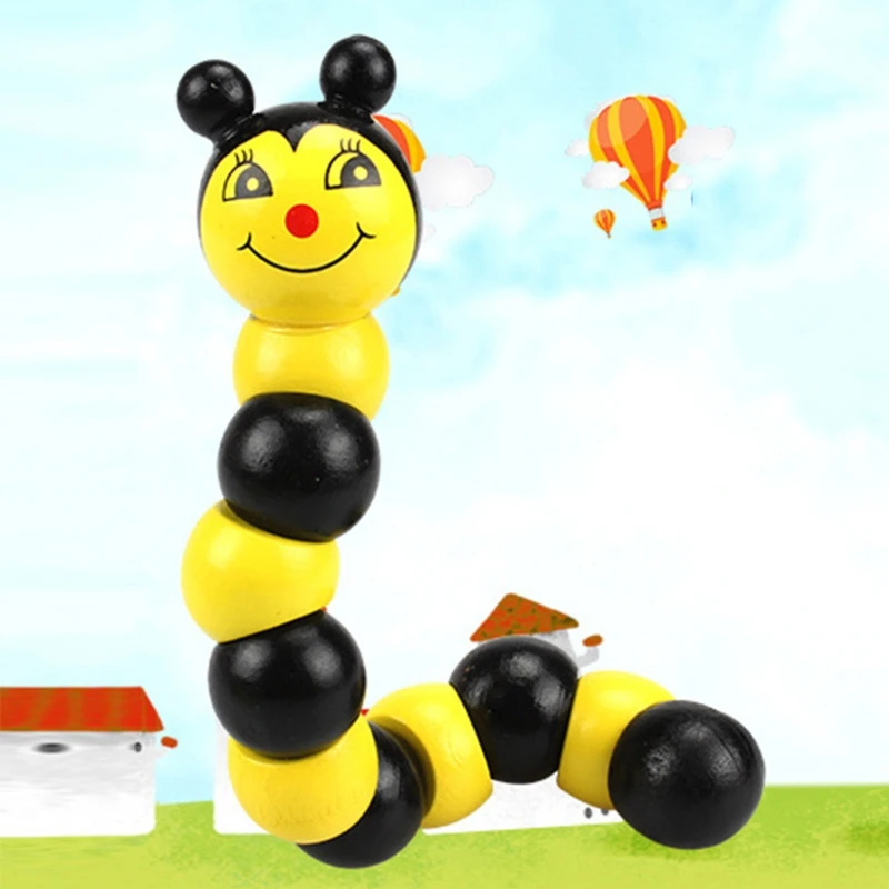 

Kids Cute Caterpillar Educational Toy Baby Children Wooden Flexible Twist Worm