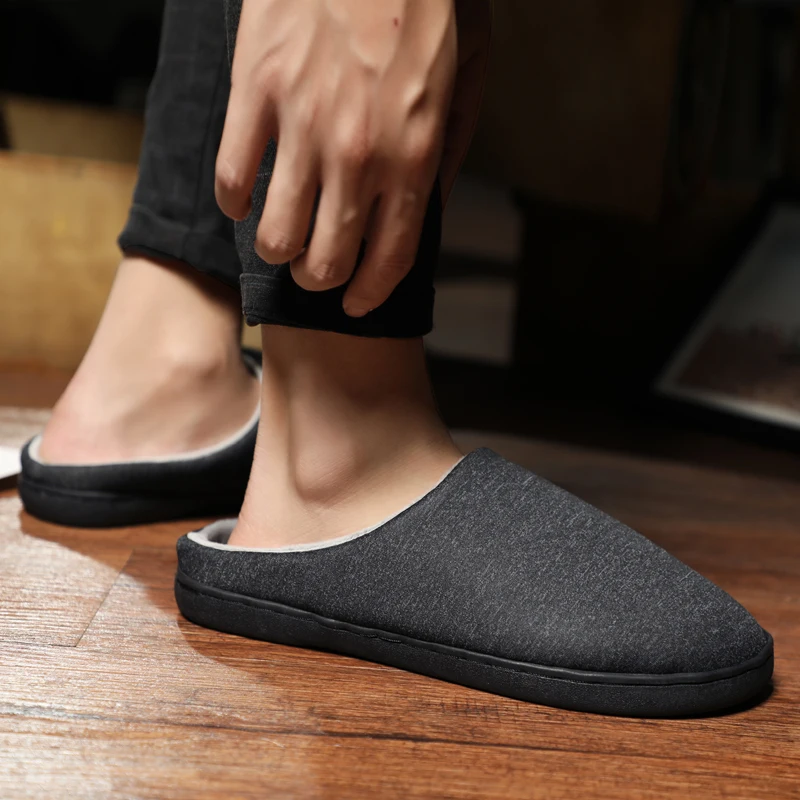 

Mens Home Slippers Winter Warm Shoes With Fur Flat Casual Shoe Men Footwear Non-slip Slipper Comfort Zapato Hombre