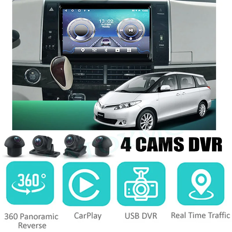 

Для TOYOTA Previa Estima Tarago 10 20 XR автомобильная аудио-навигация стерео Carplay DVR 360 Birdview около 4G Android системы