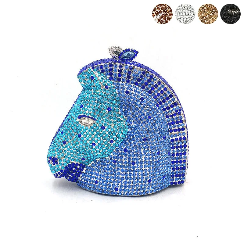 Сумка женская вечерняя с кристаллами в виде головы лошади | Багаж и сумки