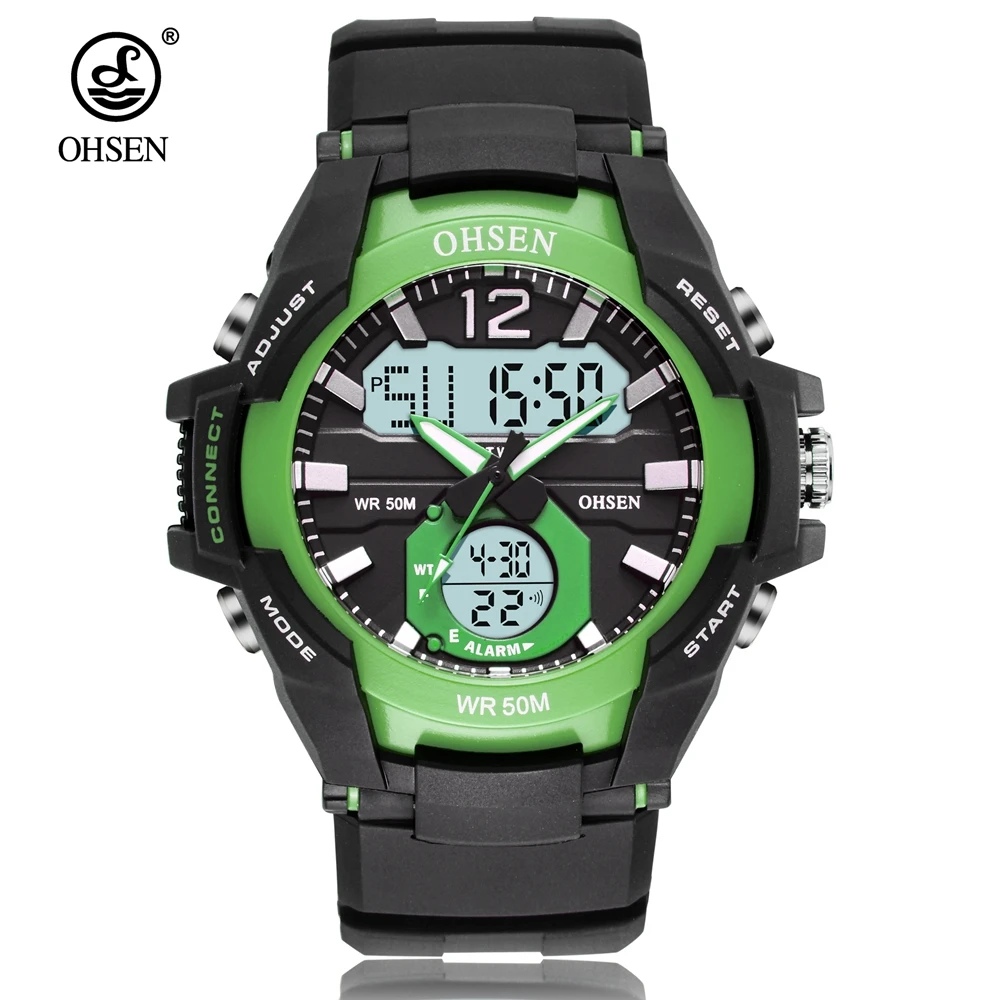 Green wristwatch Цифровые электронные мужские наручные спортивные часы Модные Военные зеленые кварцевые часы Силиконовые часы браслет relogio masculino - Цвет: Green wristwatch