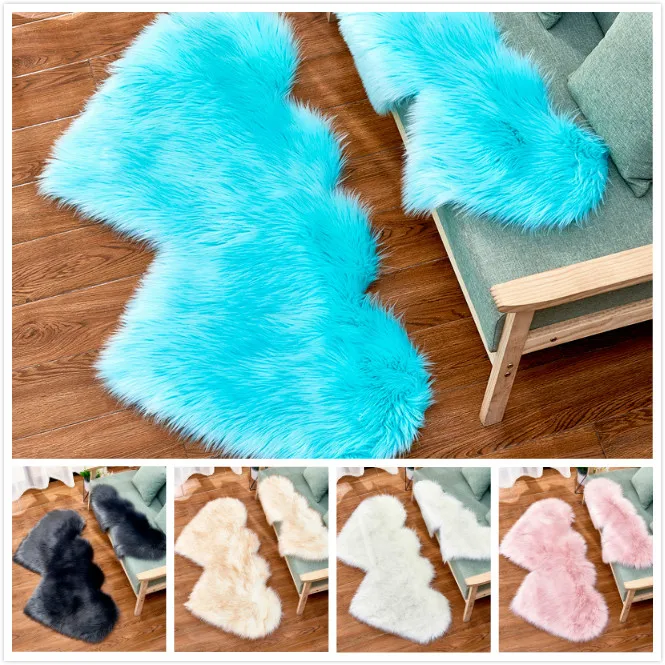 Ворсистый коврик OIMG для пола искусственный мех двойная форма сердца 6 см ворс