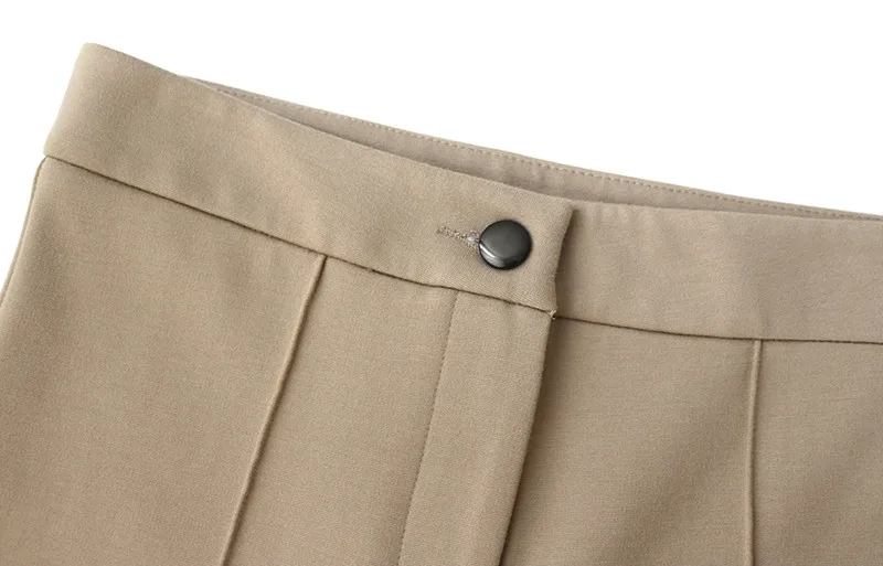 

Women Solid Elegant Pants Leggings Pleated Side Leg Split Pencil Pants Lady Zipper Fly Casual Skinny Long Trousers Pantalon