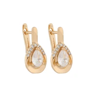 new trend hanging earrings water drop white zircon vintage earrings gold color luxury quality jewelry gift for women