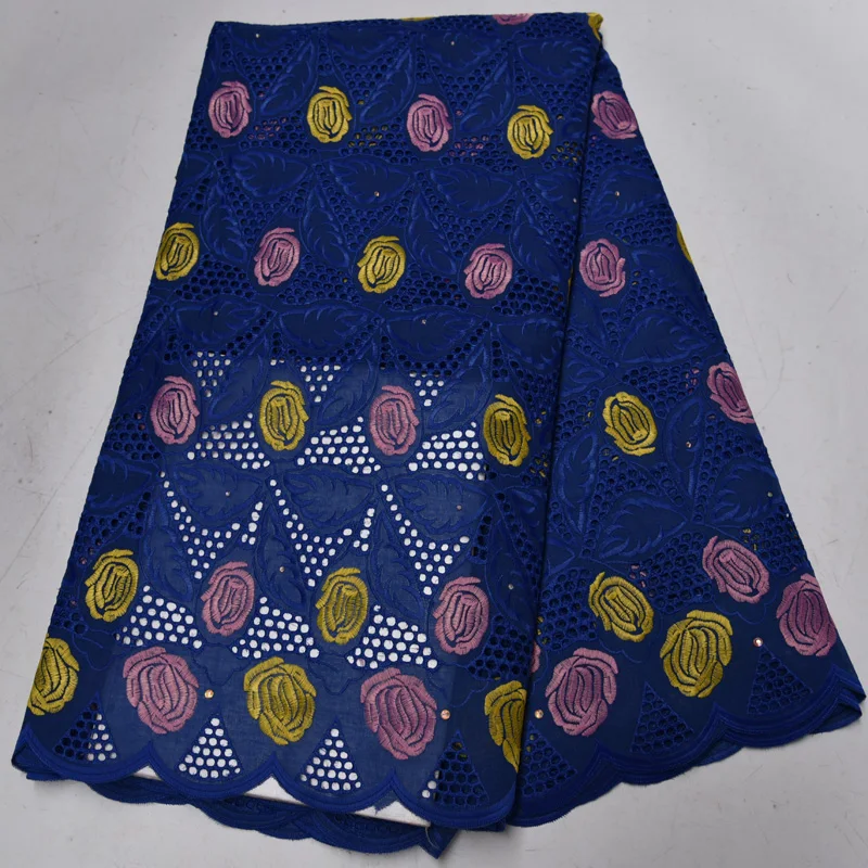 

(5yards/pc) newest arrival white and gold African cotton lace fabric soft Swiss lace with embroidery for party dress CLP403