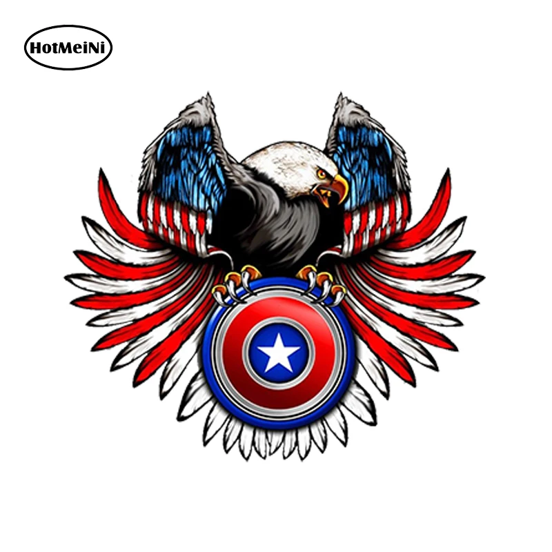 

HotMeiNi Car Styling Car Sticker American Eagle Soaring USA Flag Patriotic Sticker Car Truck Laptop Cup Graphic13x10 cm