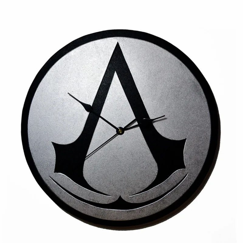 Assassin's Creed Shield настенные часы современный дизайн с деревом пластинка кварцевые 3D