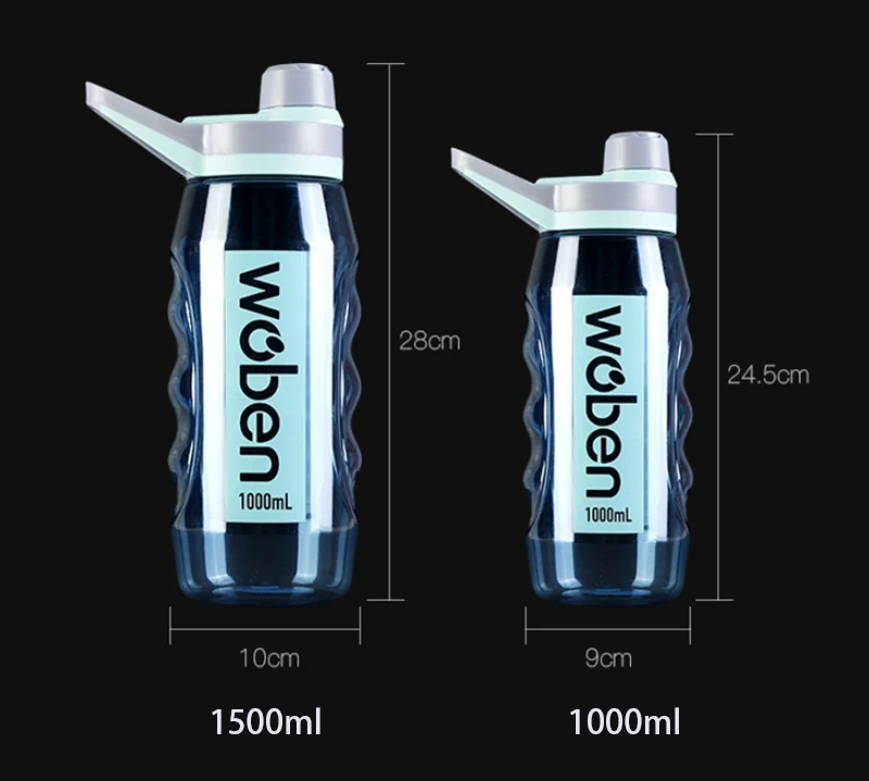 Спортивная бутылка для воды 1000 мл 1500ML Протеин шейкер путешествий на открытом