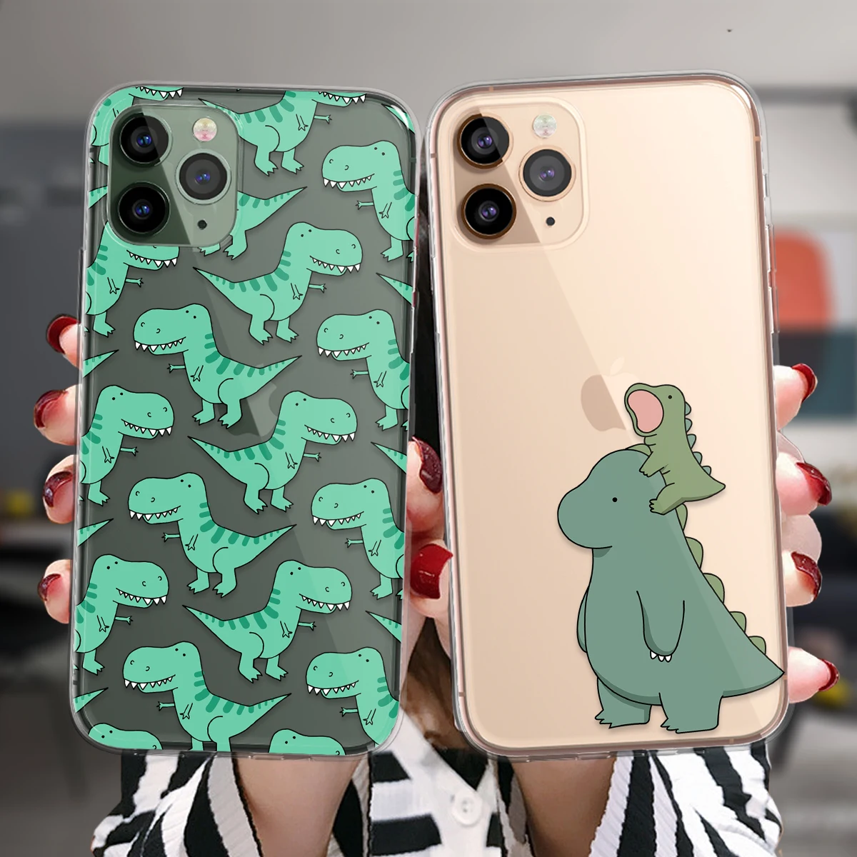 

Phone Cases For iPhone 12 11 Pro XS Max 6 6S 8 7 Plus X XR XS Max SE 2020 12Mini Cute Dinosaur Baby Soft TPU Silicone Back Cover