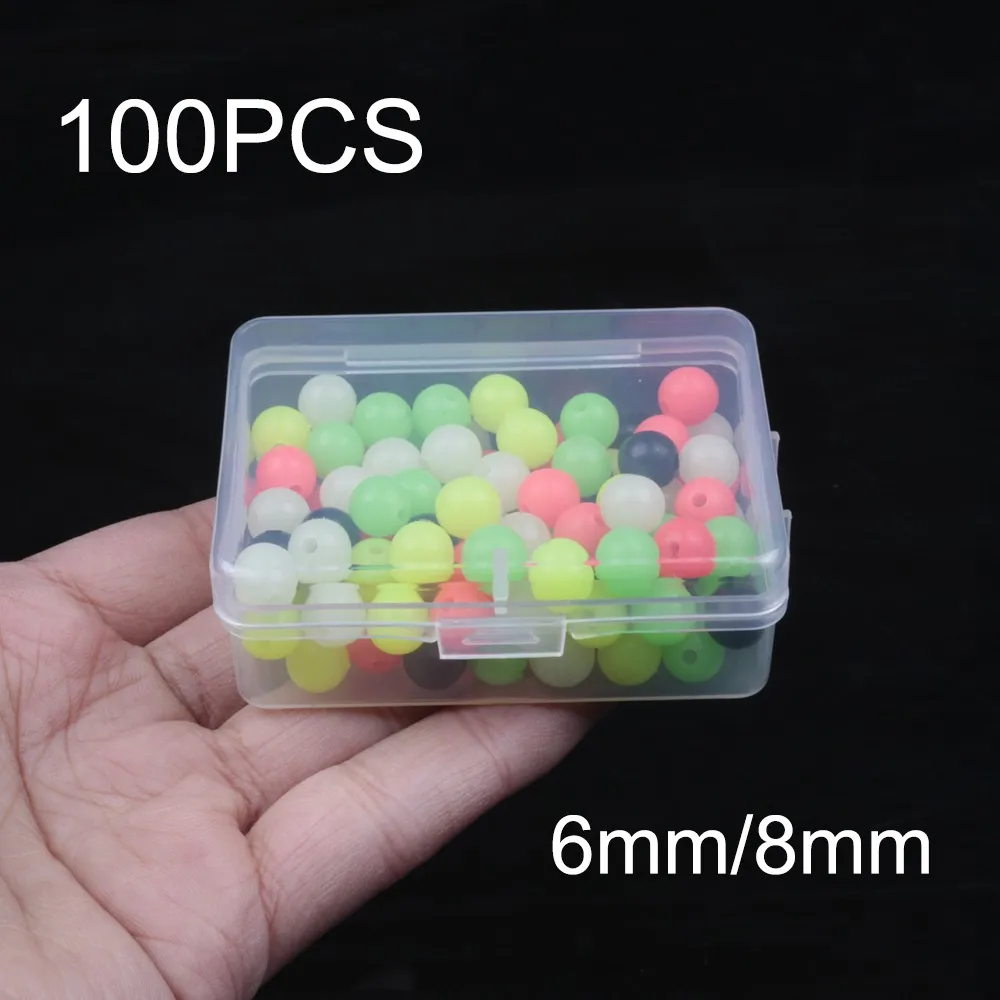 

100pcs Lumi Beads 6mm/8mm Rig Making Beads Sea Fishing Rig Attractor Available Fishing Terminal Tackle Fishing Equipment Tools