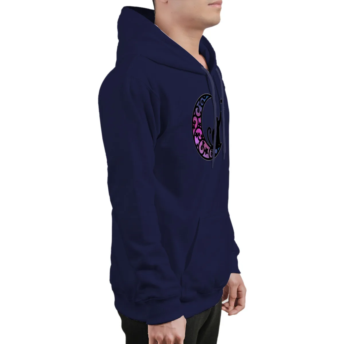 

Men's Hoodie Starlight Moon Cat SilhouetteCotton Funny Anime Hip-Hop sweatshirt women Men Clothing 37265