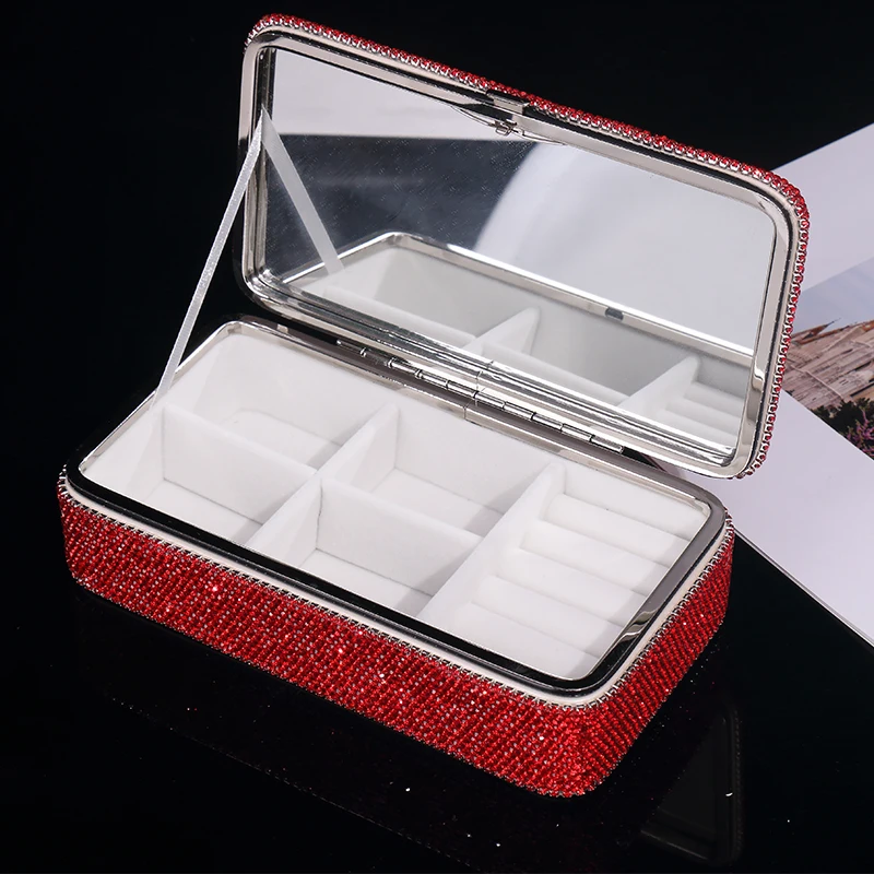 Шкатулка для ювелирных изделий с кристаллами коробка поделок сережек ожерелий