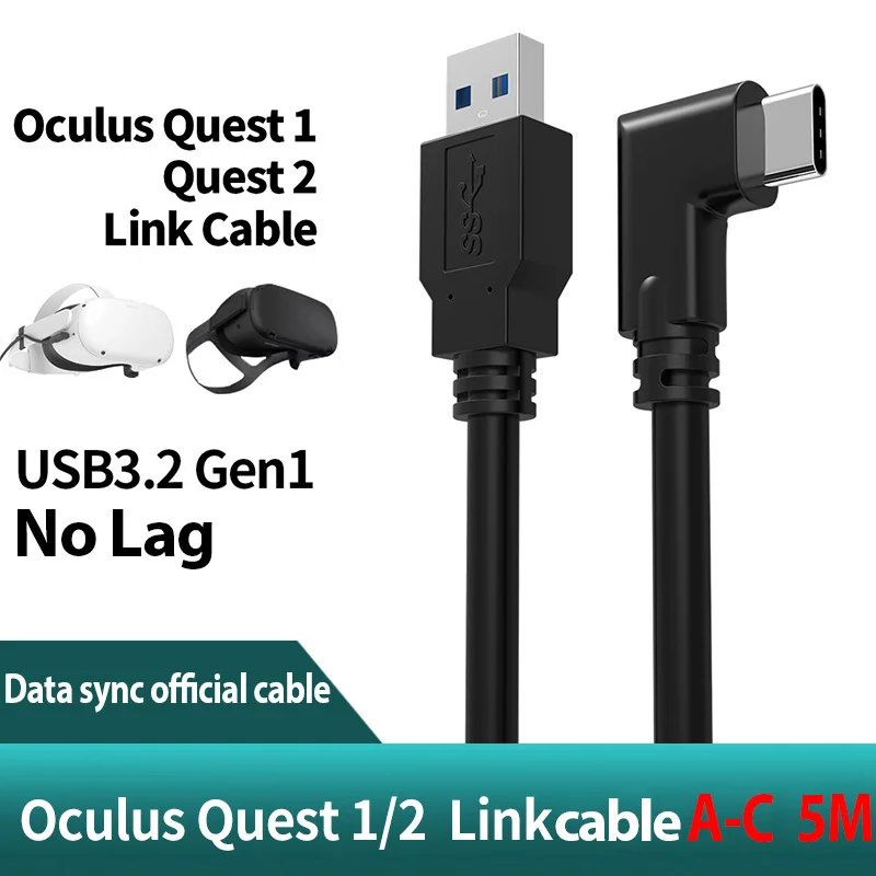 

USB 3.2 GEN1 Type-C Oculus Quest Link Compatible Oculus Quest2 VR Link Cable VR Data Transfer Fast Charge 5M No Lag