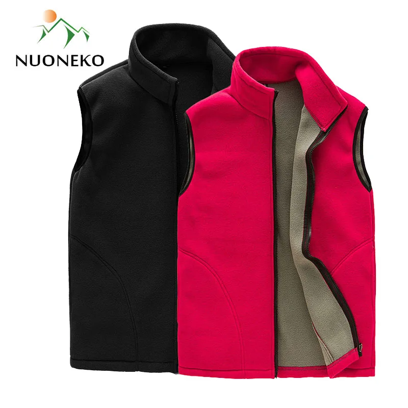 NUONEKO Men Women Outdoor Hiking Vest Winter Thick Fleece Warm Sleeveless Jacket Climbing Fishing Sports Vests Waistcoats VM01