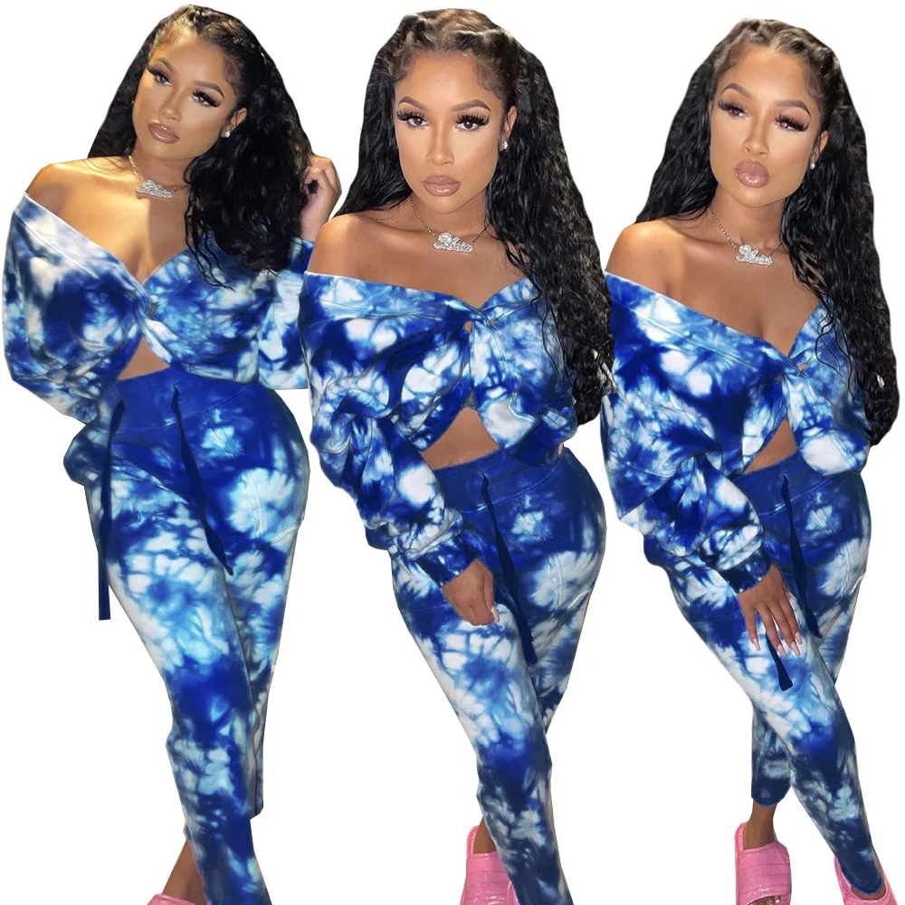 

2021 Autumn New Fashion Printing Solid Color Sexy Strapless Long-sleeved Shirt Pocket Suit Sports Fitness Yoga Pencil Pants
