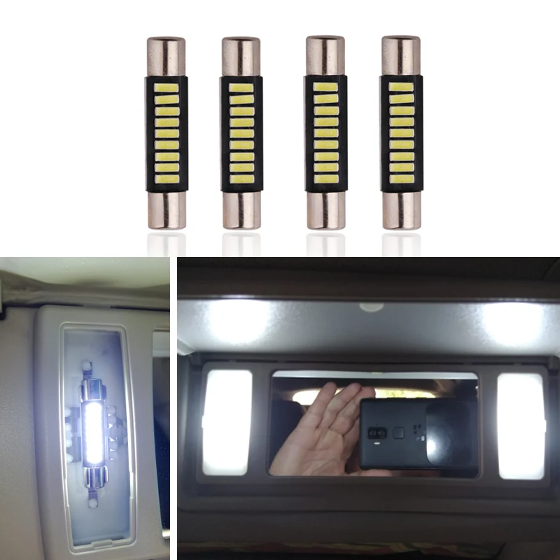 4 шт. белый 4014 светодиодный 29 мм 9SMD светильник Festoon Vanity Mirror Fuse лампа для 6614F салона
