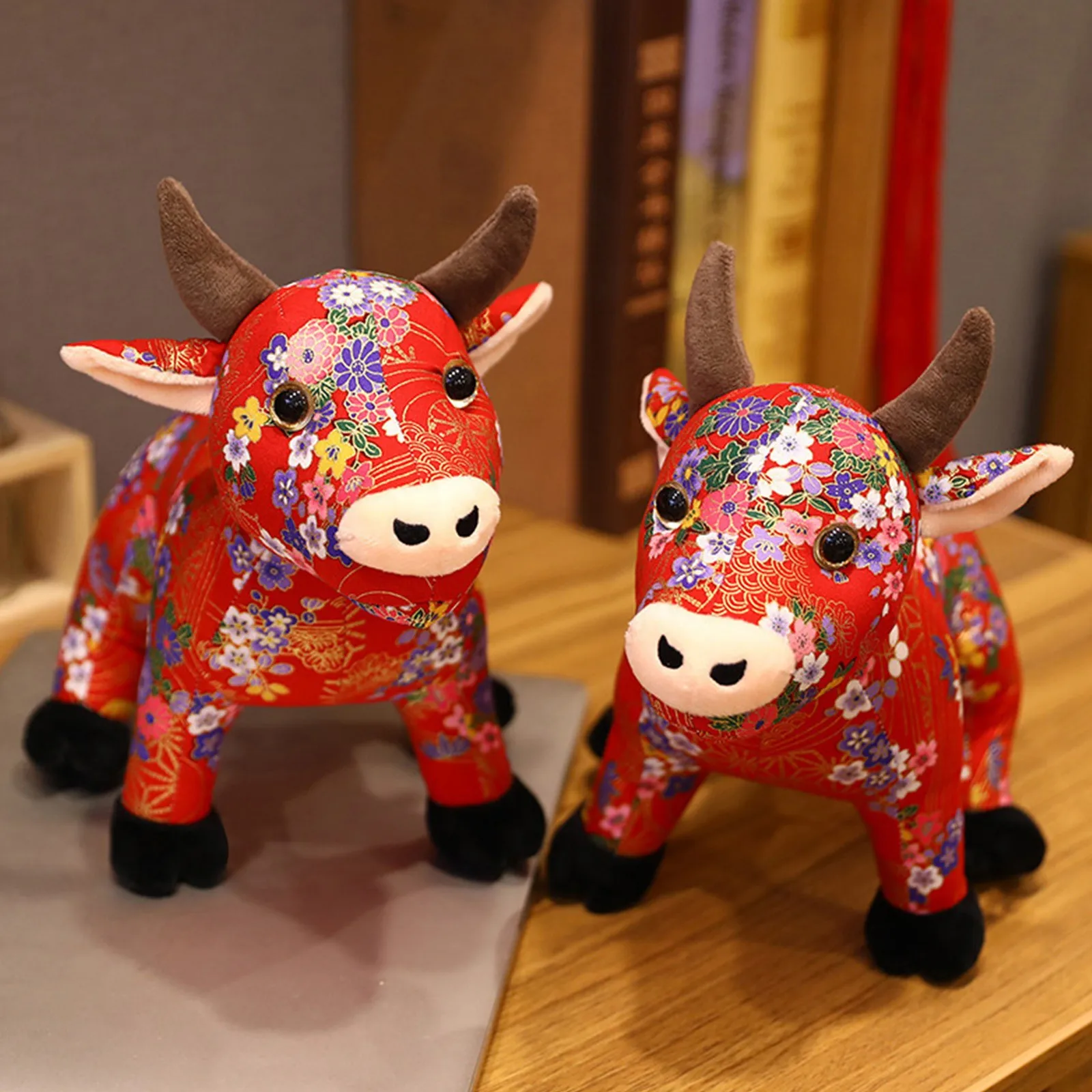 

2021 25/30CM Holiday Gifts For Friends Warm Heart Fabric Plush Mascot Zodiac Plush Doll New Year Color Cow Toy F Fast Ship