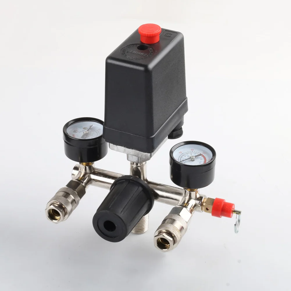 

220V Air Compressor Pump Pressure Switch Control Manifold Relief Regulator Control Valve Pressure Gauge 90-125PSI