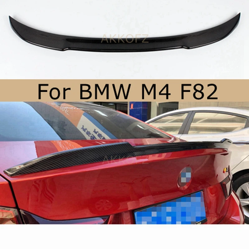 F82 مادة الألياف الكربونية الخلفية الجذع المفسد لسيارات BMW M4 F82 كوبيه CS نمط سيارة الخلفي التمهيد الشفة الجناح 2014 +