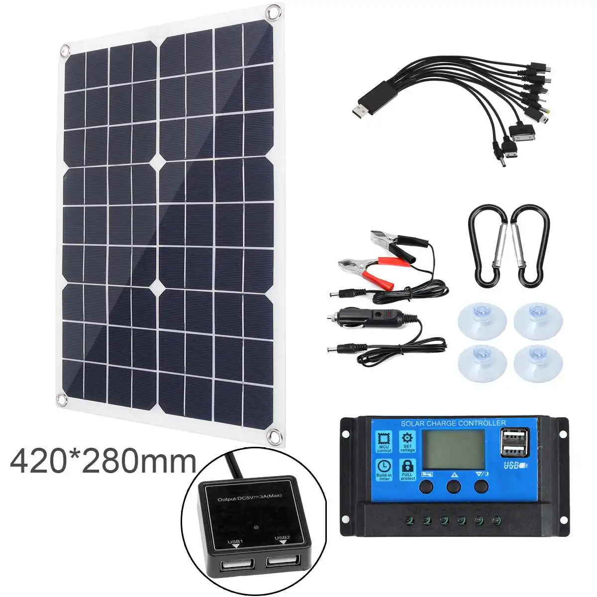 Скидка 200W Панели солнечные комплект Dual USB с 10/30/60/100A Контроллер панели солнечных батарей для автомобиля RV лодка яхта мобильный телефон Батарея Заря...