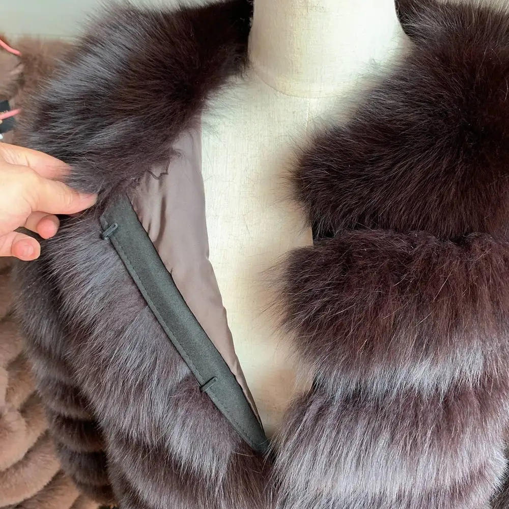 NEW 70CM women Long sleeves winter thick fur coat real fox fur jacket high quality fox coat stand collar outfit